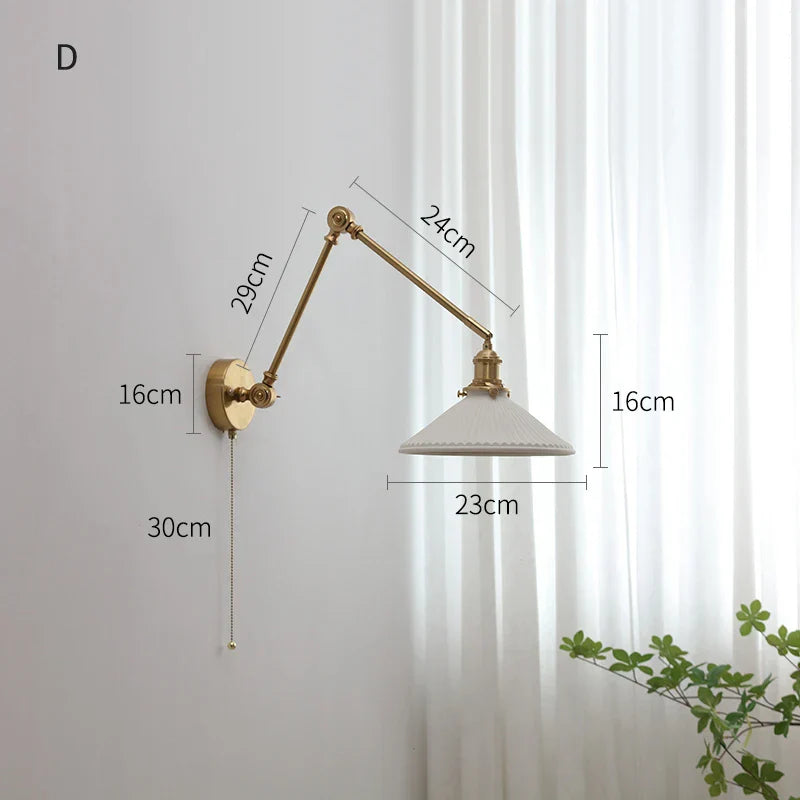 DecorBites™ Copper Swing Arm Wall Lights Sconce Up Down LED Modern Ceramic Lampshade