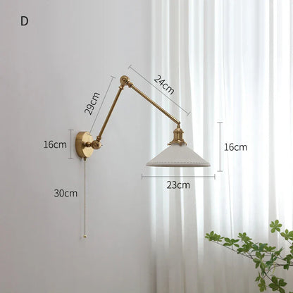 DecorBites™ Copper Swing Arm Wall Lights Sconce Up Down LED Modern Ceramic Lampshade
