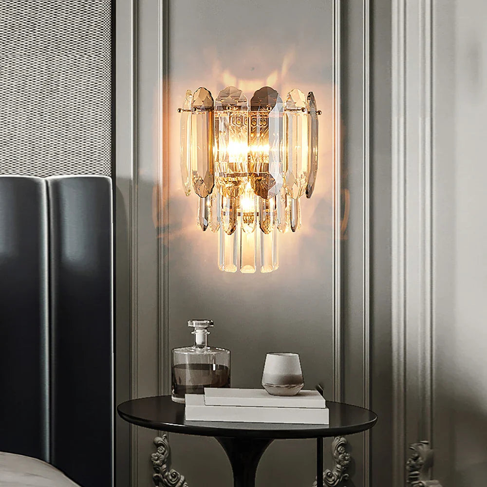 DecorBites™ Crystal LED Wall Lamp: Minimalist Luxury Lighting for Living Room TV Background