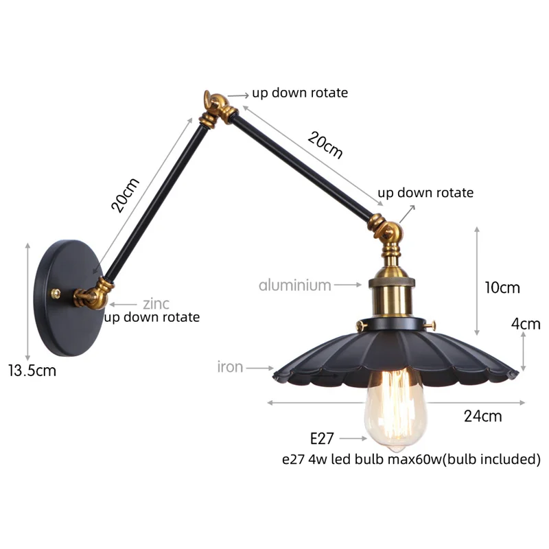 Gold Pull Chain Wall Lamp