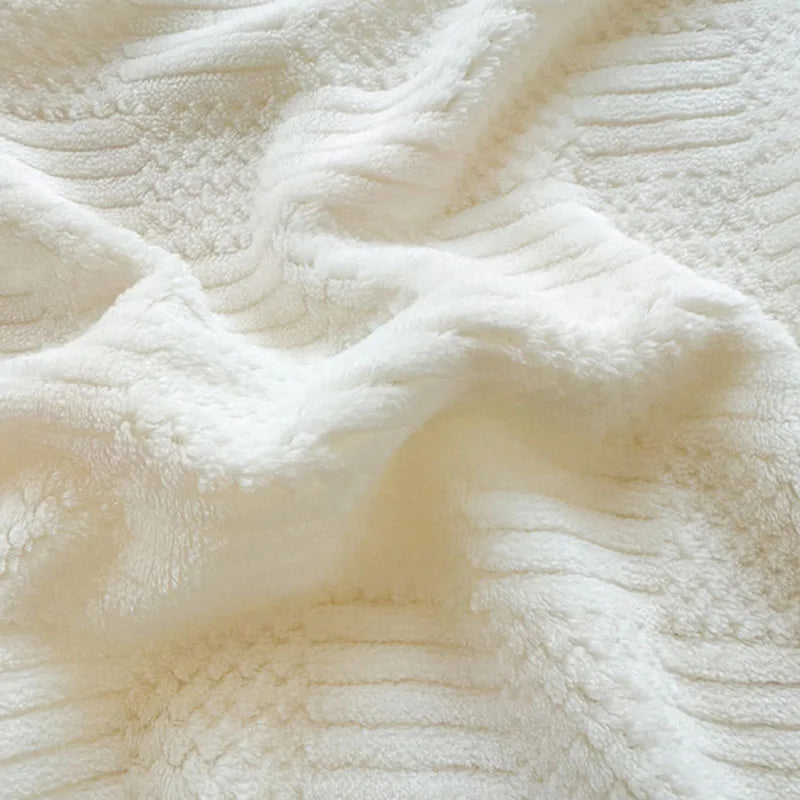 DecorBites™ Cozy Lamb Wool Blanket: Soft Warm Shawl for Office & Sofa, Striped & Solid Colors