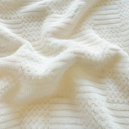 DecorBites™ Cozy Lamb Wool Blanket: Soft Warm Shawl for Office & Sofa, Striped & Solid Colors