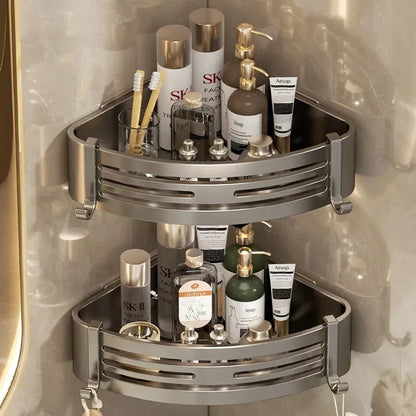 DecorBites™ Corner Shelf Organizer: Wall Mounted Storage Rack for Bathroom and Kitchen