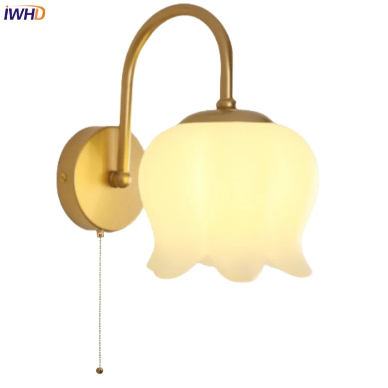 DecorBites™ Iron LED Wall Sconce Pull Chain Switch Stair Light Fixtures for Modern Home