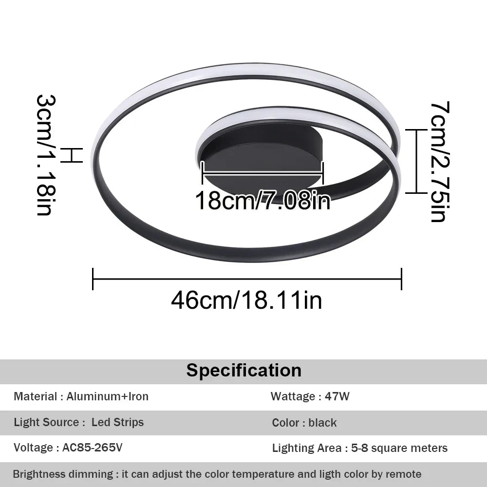 DecorBites™ Dimmable LED Chandelier Light Remote Ceiling Lamp Gold White Black Fixture