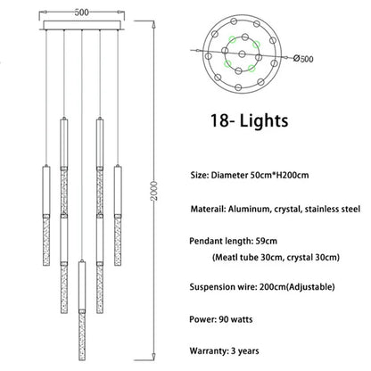 DecorBites™ Crystal LED Chandelier: Stylish Lighting for Staircase & Living Room