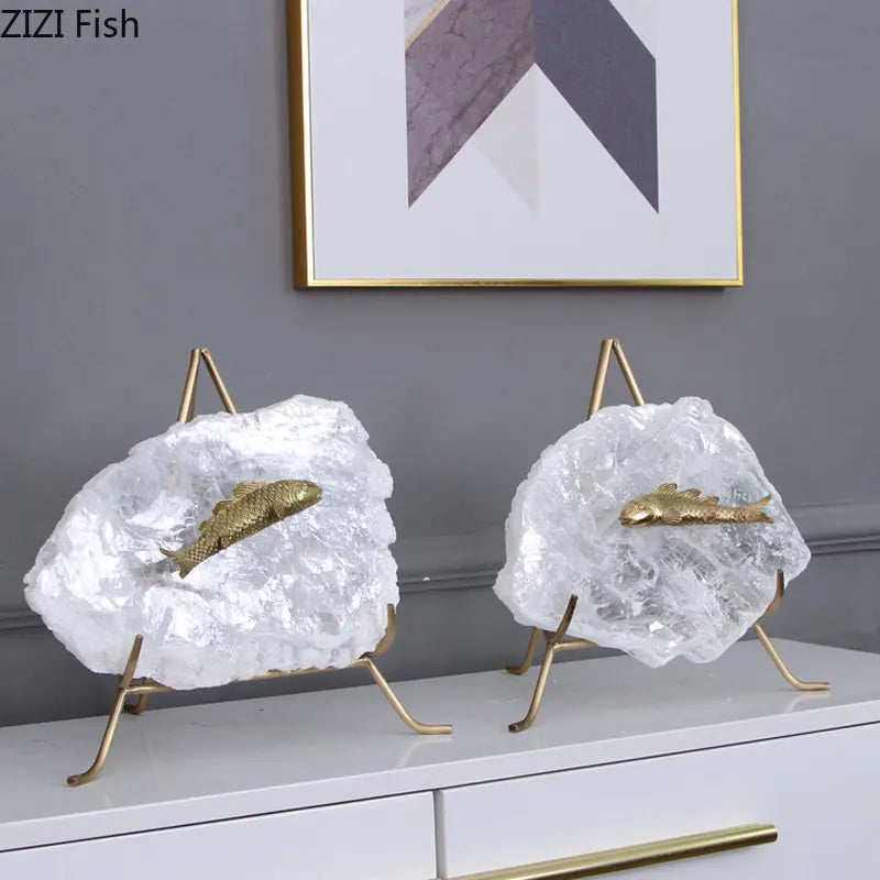 Gold Crystal Fish Ornament