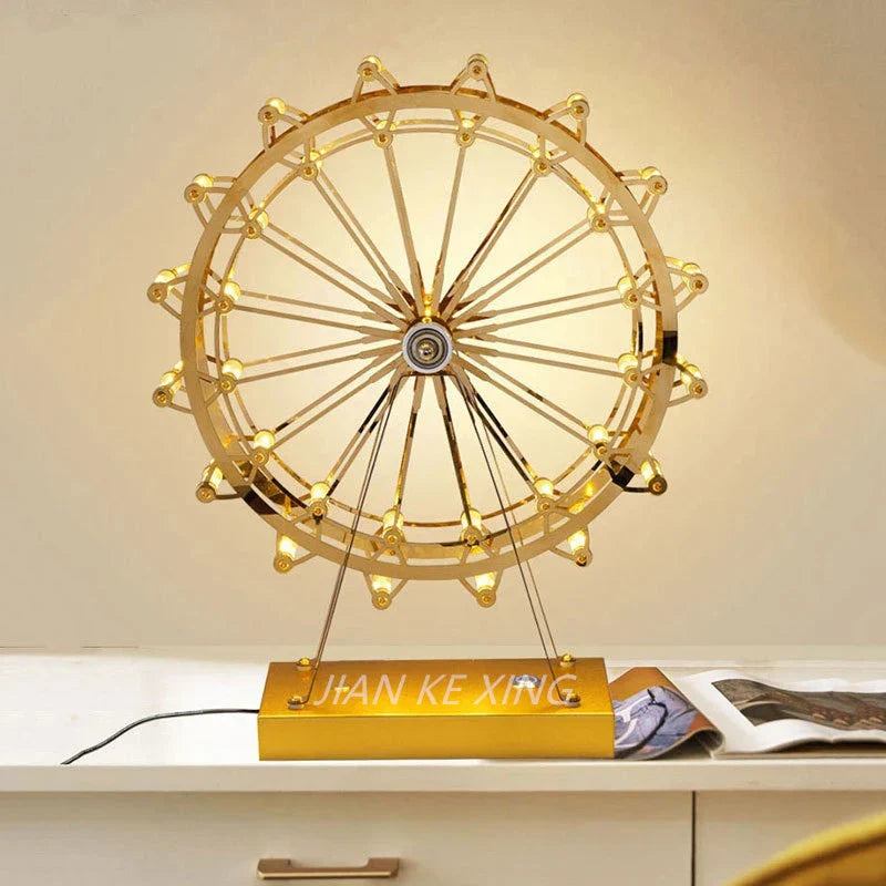 DecorBites™ LED Ferris Wheel Table Lamp for Bedroom Decor Stainless Steel Night Light
