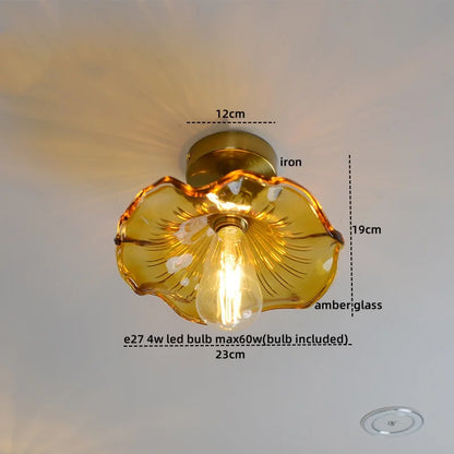 DecorBites™ Green Glass LED Ceiling Lamp for Home Living Room and Hallway Lighting