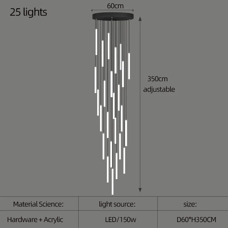 DecorBites™ Large Staircase LED Chandelier Lamp