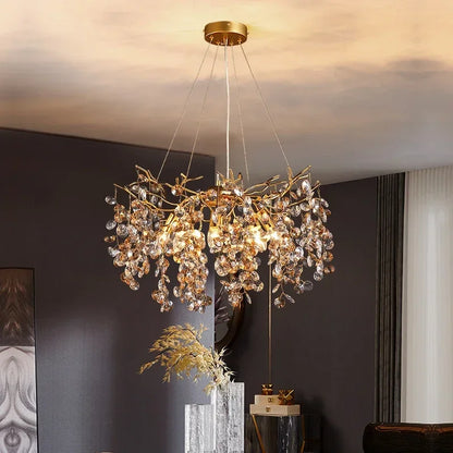 DecorBites™ Crystal LED Chandelier 60/80/100 cm Golden Luxury Lamp for Dining & Living Room