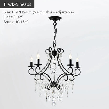 DecorBites™ Iron Crystal Chandelier: Modern Luxury Industrial Style for Home Living/Dining Room
