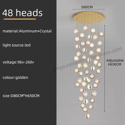 DecorBites™ Crystal Ball LED Rotating Stair Chandelier - Nordic Luxury Loft Bubble Design