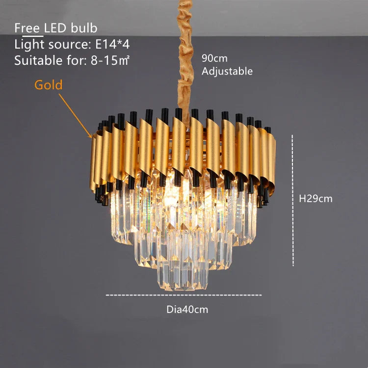 Crystal Ceiling Chandelier Round D80cm Gold