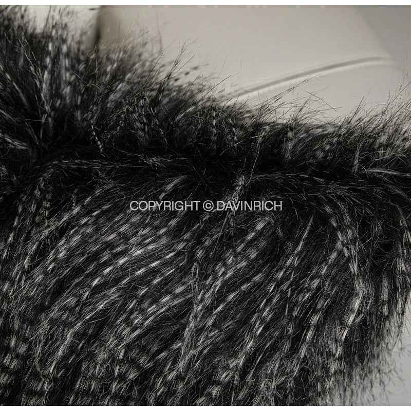 Black Fluffy Throw Pillow