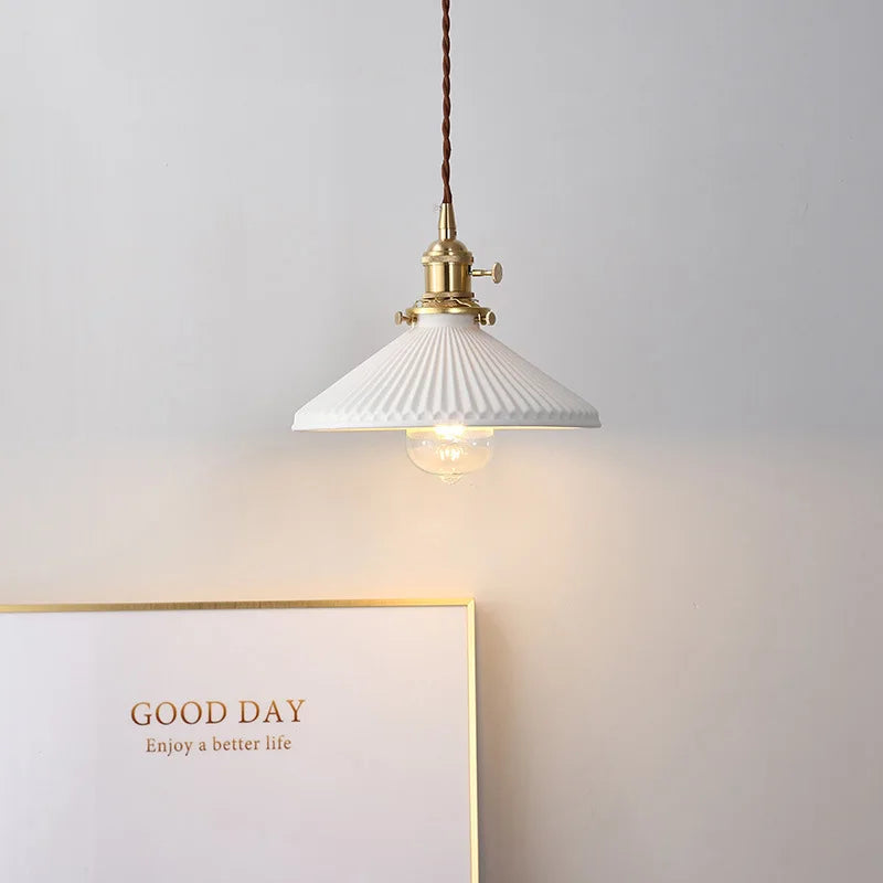 Ceramic Brass Bedside Chandelier