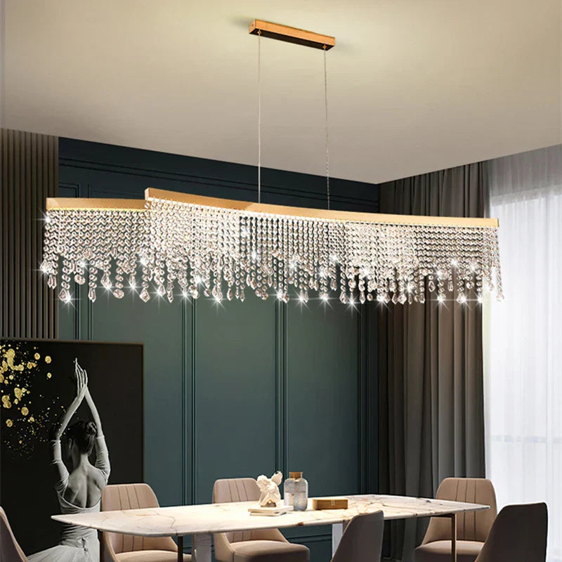 DecorBites™ Crystal Waterfall Chandelier for Foyer Dining Room Hotel Home Decor