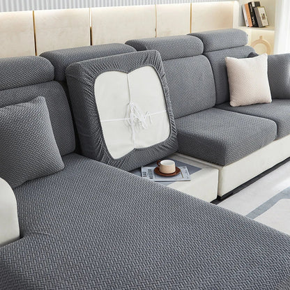 DecorBites™ Jacquard Velvet Sofa Cover - Polar Fleece Stretch Slipcovers