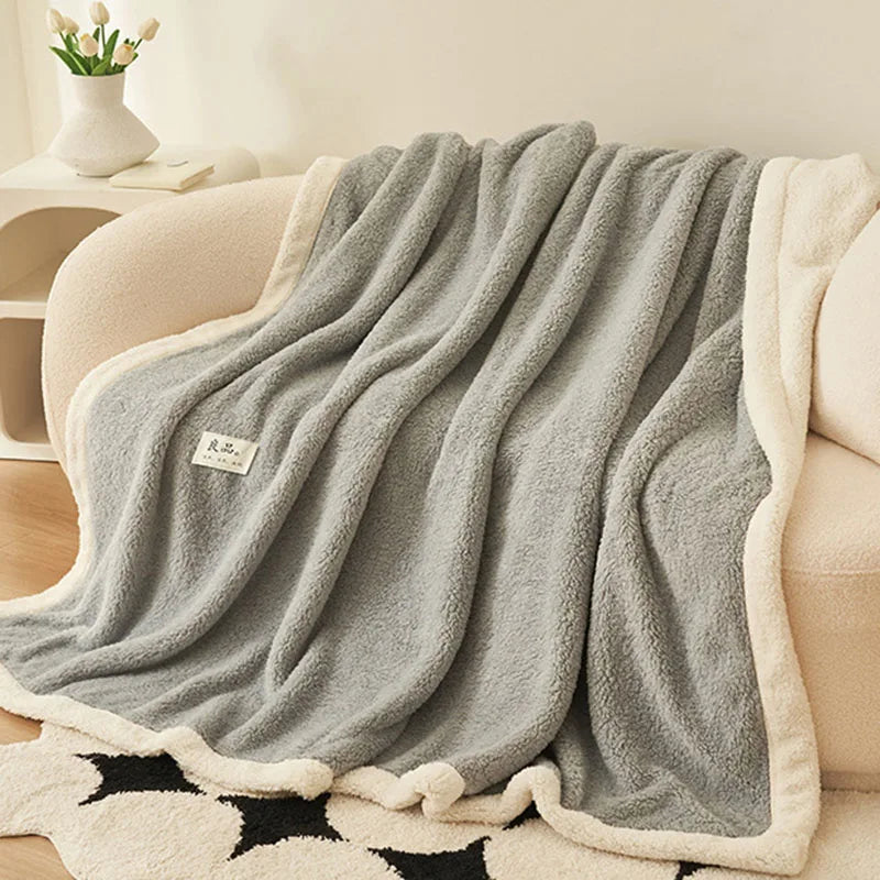 DecorBites™ Coral Fleece Blanket: Super Soft Single Size Sofa Cover for Office, Cozy Nap Blanket