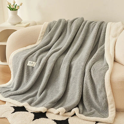 DecorBites™ Coral Fleece Blanket: Super Soft Single Size Sofa Cover for Office, Cozy Nap Blanket