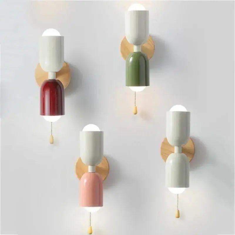 DecorBites™ Cream Zipper Wooden Wall Lamp: Minimalist Nordic Design for Bedroom, Living Room Illumination