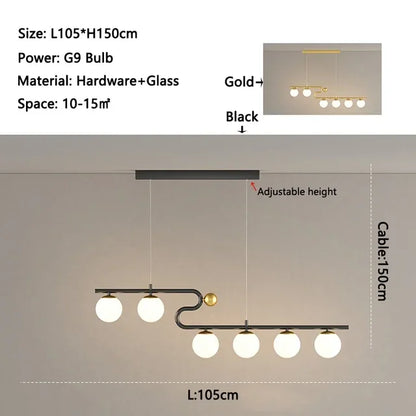 DecorBites™ Glass Ball LED Chandelier Pendant for Dining Living Bedroom Kitchen