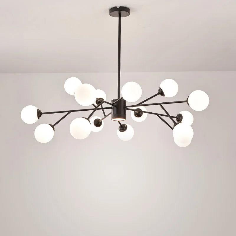 DecorBites™ Black Chandelier: Luxury Glass Pendant Light for Home, Bedroom, or Living Room