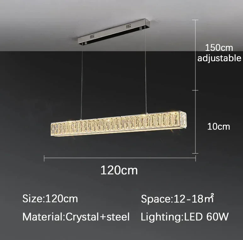 DecorBites™ Golden LED Modern Crystal Chandelier for Home, Restaurant, Cafe, Bar - Luxury Interior Lighting