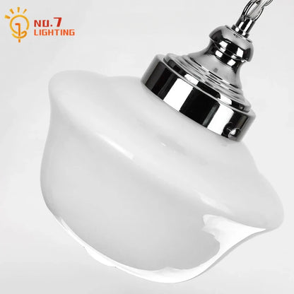 DecorBites™ Cream Glass Pendant Lights LED E27 Retro Hanging Lamp for Bedroom, Kitchen, Restaurant