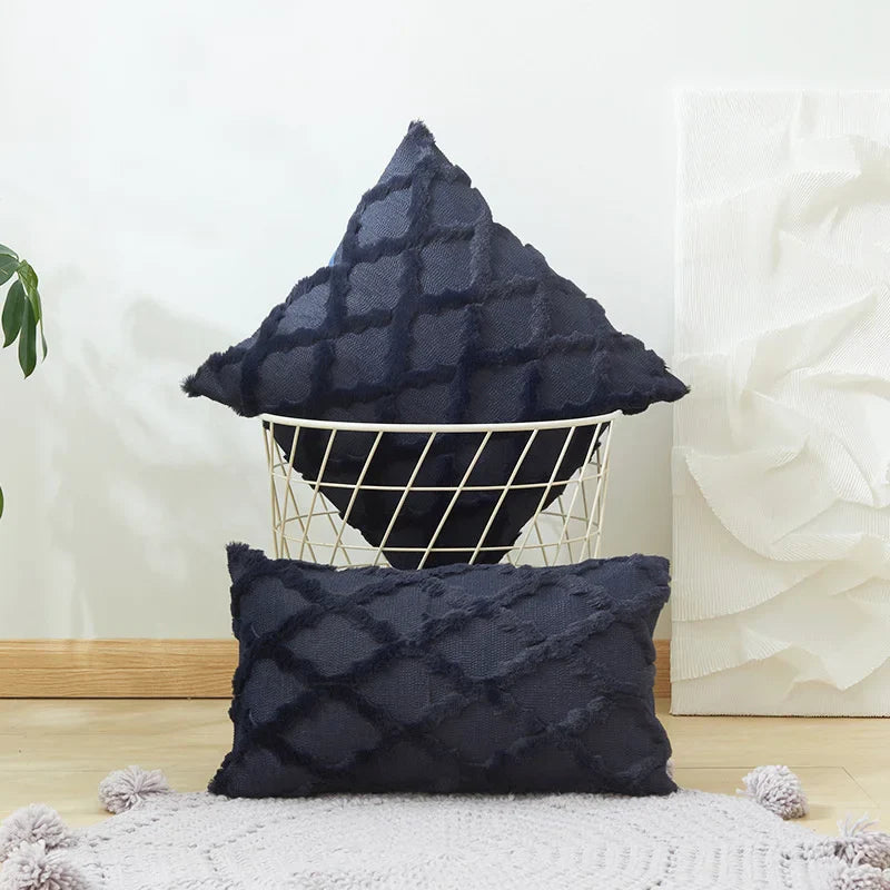DecorBites™ Embroidered Diamond Cushion Cover for Modern Living Room Decor