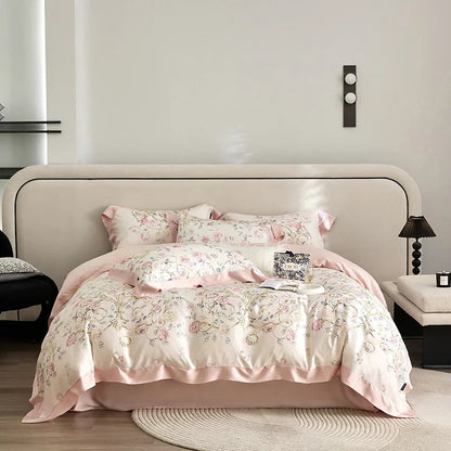 DecorBites™ Eucalyptus Fiber Bedding Set: Duvet Cover, Bed Sheet, Fitted Sheet, Pillowcases