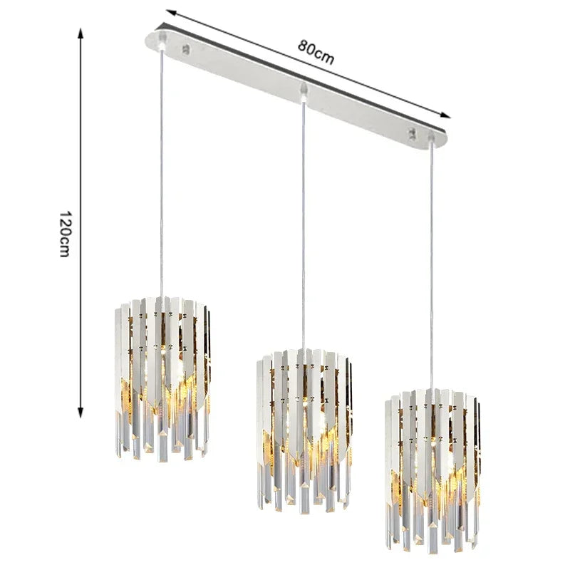 Gold Crystal LED Chandelier K9 3-Head Dia20cm