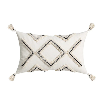DecorBites™ Geometric Embroidery Cushion Cover with Tassel, Home Decor Pillowcase, Various Sizes