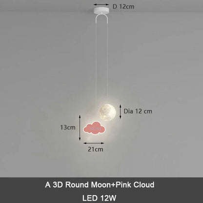 DecorBites™ Kids Star Cloud Moon Pendant Lamp with Remote Control Dimming