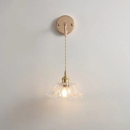 DecorBites™ Adjustable LED Wall Light Clear Glass Copper Bedside Lamp
