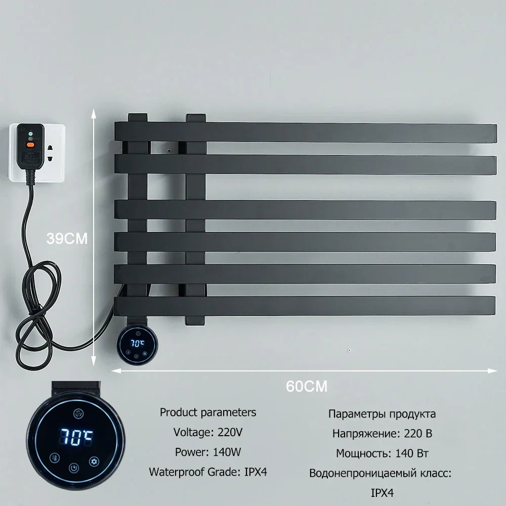 DecorBites™ Electric Towel Warmer Rack Thermostatic Digital Display Stainless Steel Holder