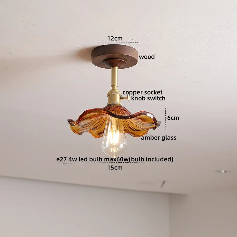 DecorBites™ Glass Wood LED Ceiling Light Nordic Design for Living Room & Corridor
