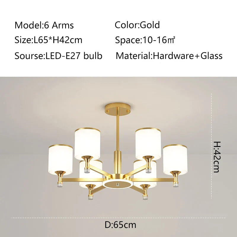 DecorBites™ Glass Chandelier: Nordic Modern LED Hanging Light for Living Room and Bedroom
