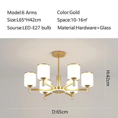 DecorBites™ Glass Chandelier: Nordic Modern LED Hanging Light for Living Room and Bedroom