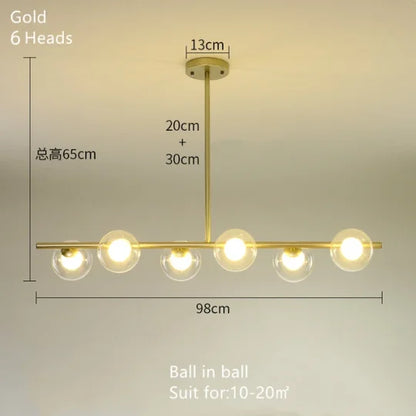 DecorBites™ Gold Glass Ball LED Pendant Light for Kitchen Dining Room Lighting