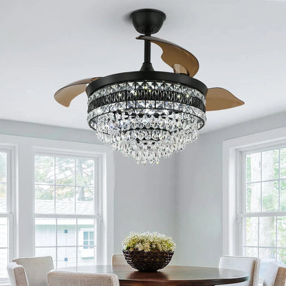 DecorBites™ Gold Smart Ceiling Fan Chandelier with LED Lights, 6 Speeds, 3 Heads