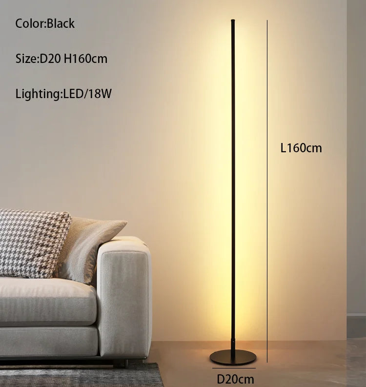 Black LED Floor Lamp D20cm 160cm Aluminum