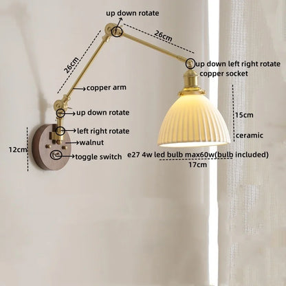 DecorBites™ LED Wall Lamps Pull Chain Switch Modern Stair Light Fixtures, Ceramic Copper