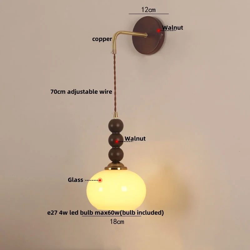 DecorBites™ Adjustable LED Wall Lamp Sconce Copper Wood Glass Stair Light