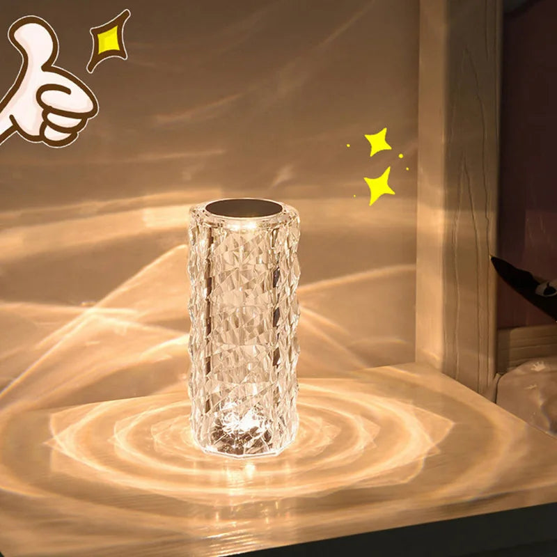 DecorBites™ Crystal LED Night Light, USB Rechargeable Ambient Lamp for Room Decor