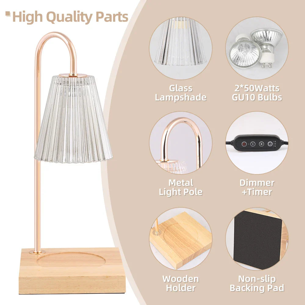 DecorBites™ Gold Wax Melting Candle Warmer with Timer for Modern Home Decor