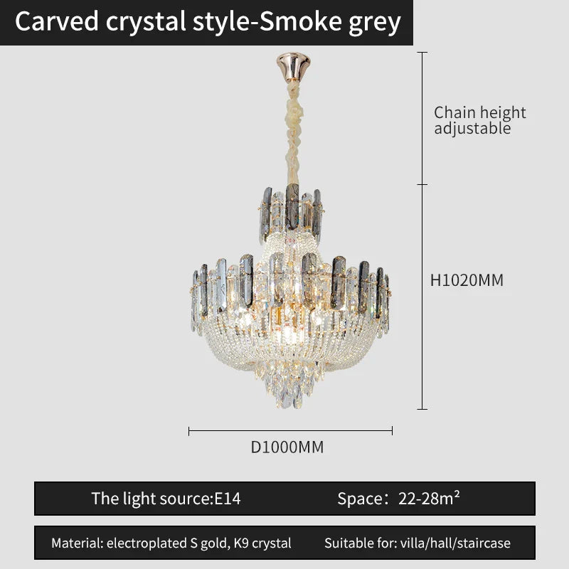 DecorBites™ French Bead Chain Crystal Chandelier for Luxury Spaces