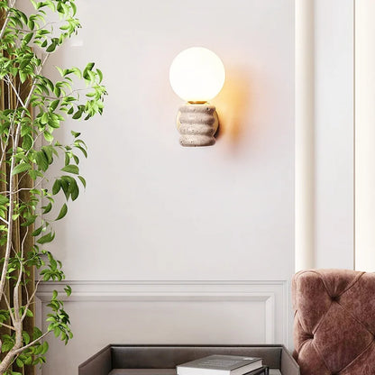 DecorBites™ Japanese Style LED Wall Lamp with Pull Chain and White Glass
