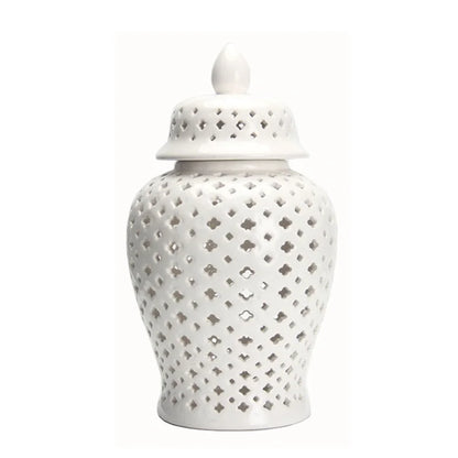DecorBites™ Golden Ceramic Ginger Jar Home Decor Vase Pot Flower Arrangement Storage Jar