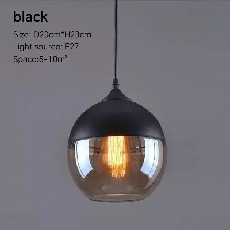 DecorBites™ Glass Wood Chandelier LED Pendant Light Fixture for Living Dining Bedroom